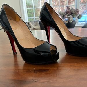 Christian Louboutin Glossy Black Heels with Red Soles